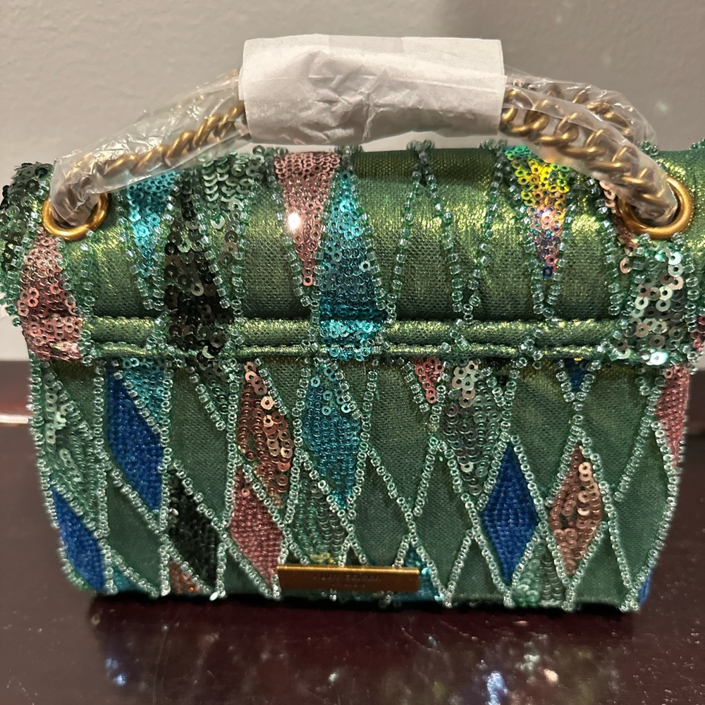 Kurt Geiger Green Sequin & Jewel Embellished Top Handle Bag! FIRM PRICE. Dropped - Picture 3 of 8